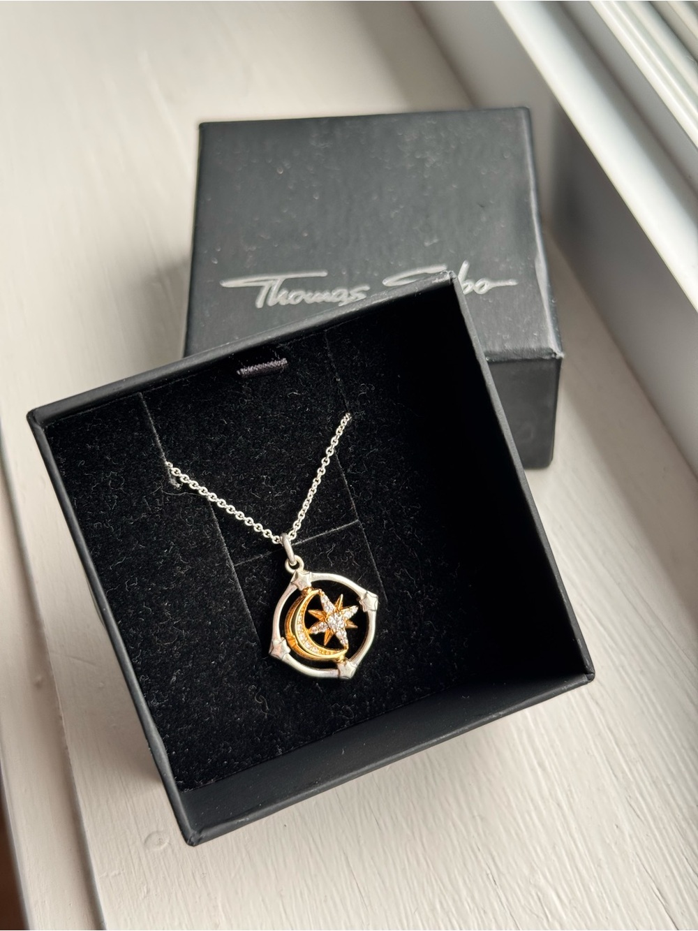 Thomas Sabo Two-Tone Crescent and Star Necklace